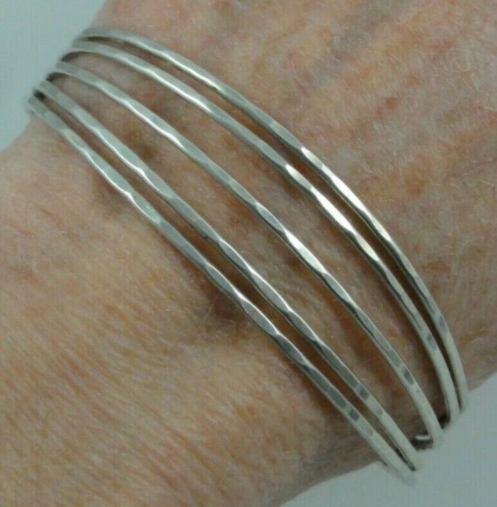 Vintage 835 Silver Sweden Open Work Five Bar Cuff Bracelet Marked 3 Crowns S