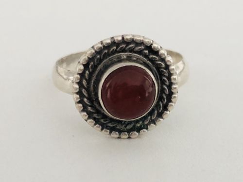 Vintage Modernist Scandinavian Denmark? 925S Sterling Silver & Carnelian Ring