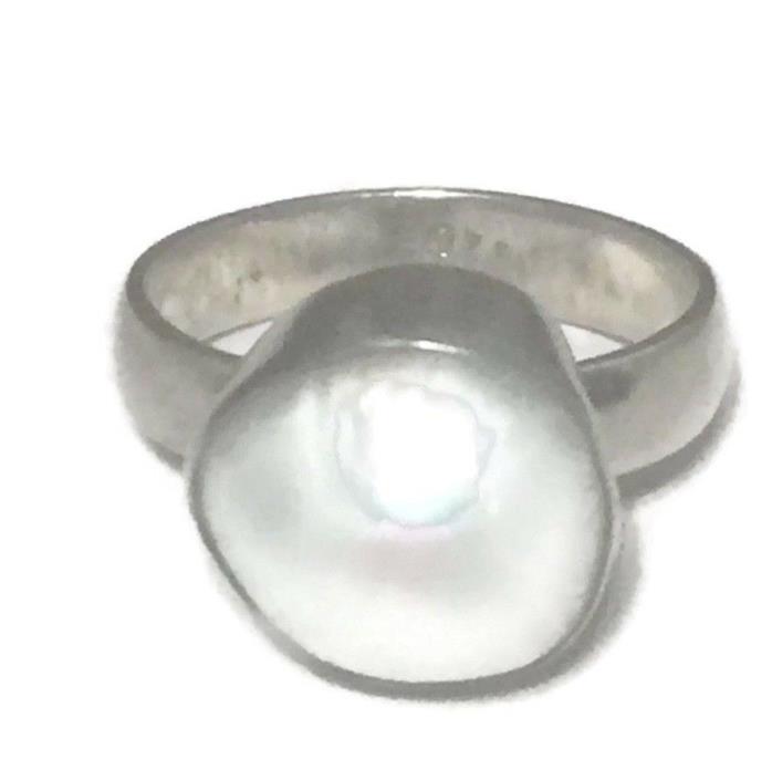 Vintage Pearl Sterling Silver Pinky Midi Southwest Ring Size 6  4.2g