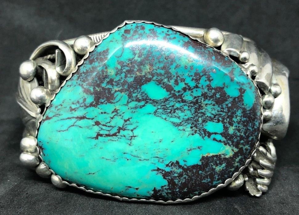 Vintage Silver Turquoise Kokopelli Southwest Bracelet Signed E Southwestern