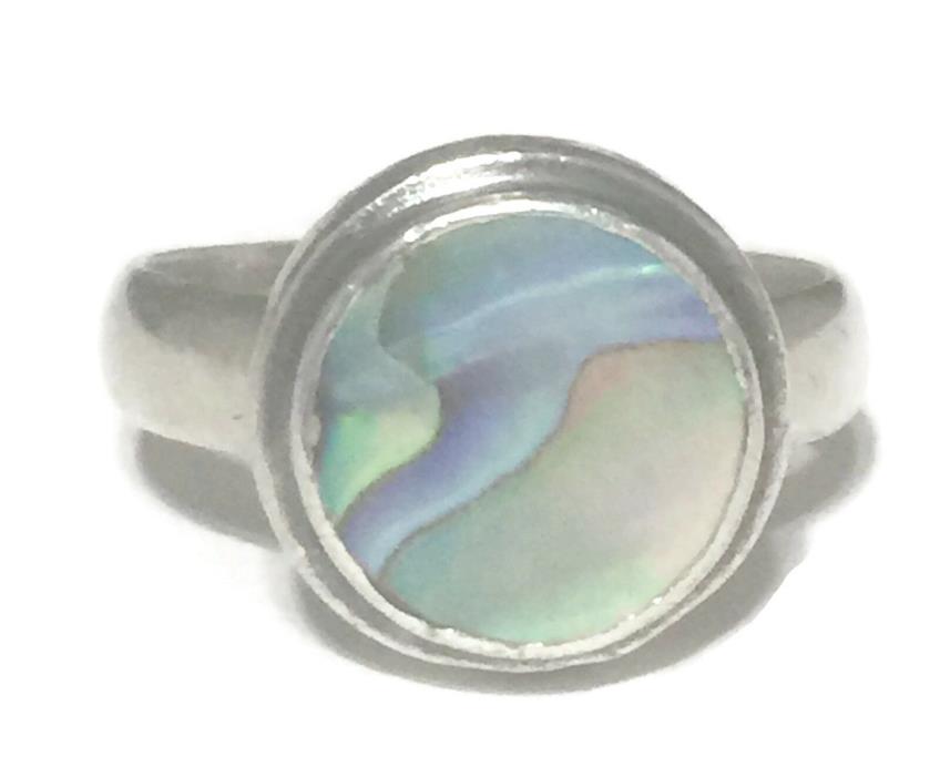 Vintage Abalone Sterling Silver Pinky Midi Southwest Ring Size 8.75  5.5g