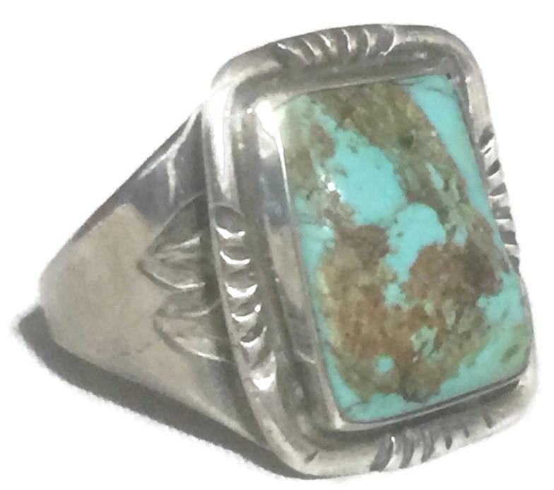 Vintage Sterling Silver Southwest Tribal Turquoise Ring Size 8.50 11.2g