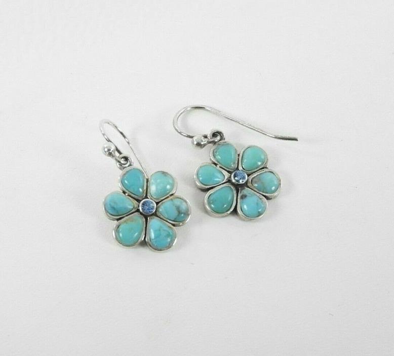 Vintage Barse Solid 925 Sterling Silver Turquoise Southwestern Earrings Dangle