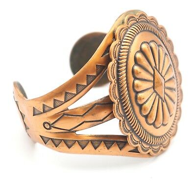 Vintage Native American Copper/Brass Cuff Bracelet Stamped Concho Design