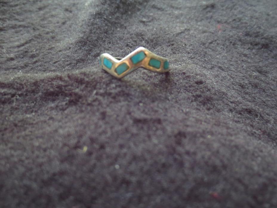 Vintage Silver Ring with Inlaid Turquoise