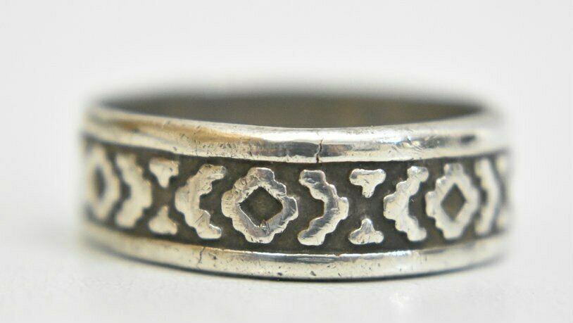 tapestry ring thumb southwest tribal band sterling silver Men women Size 11