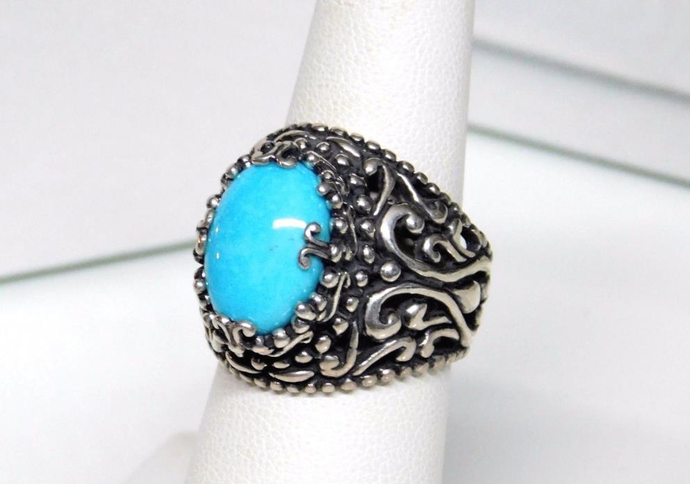 Carolyn Pollack Relios Sterling Silver Sleeping Beauty Turquoise Ring Sz 7.5