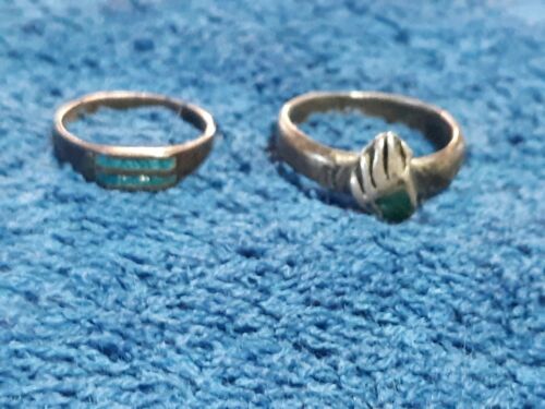 Lot of 2 Vintage Sterling Silver Turquoise Southwestern Rings