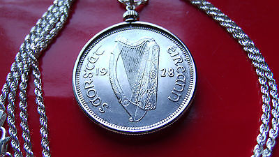 Mint State Gem 1928 IRISH Horse Half Crown Pendant w 30