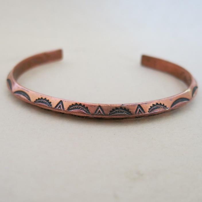 Vintage Copper Cuff Bracelet Southwest Design [3708]