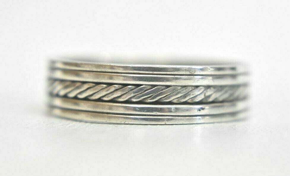 Chain ring rope band sterling silver thumb wedding boho men  Size 12.75