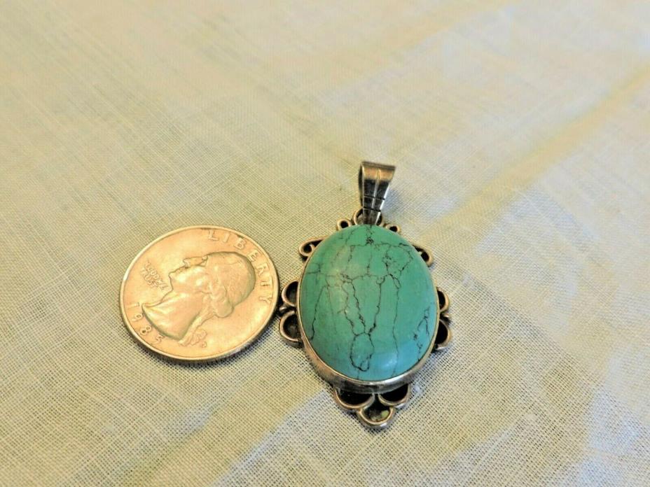 GORGEOUS large STERLING SILVER 925 HOWLITE SOUTHWEST PENDANT