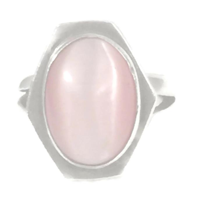 Vintage Pink Cats Eye Sterling Silver Southwest Ring Size 6 12g