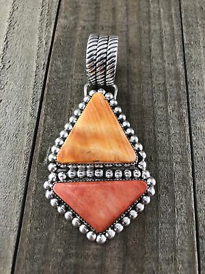 Orange and Red Spiny Oyster Shell Pendant by Ray Aguilar