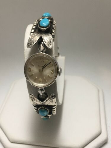 Beautiful Sterling Silver Three Stone Turquoise Watch Band!