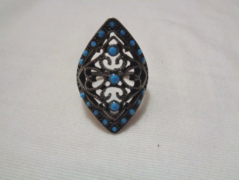 Vintage Turquoise and Silver Ring size 6.5 Jewelry