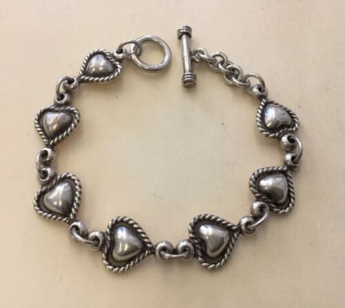 Vintage Sterling Silver 925 Southwestern Hearts Toggle Bracelet 7.5 MNN32