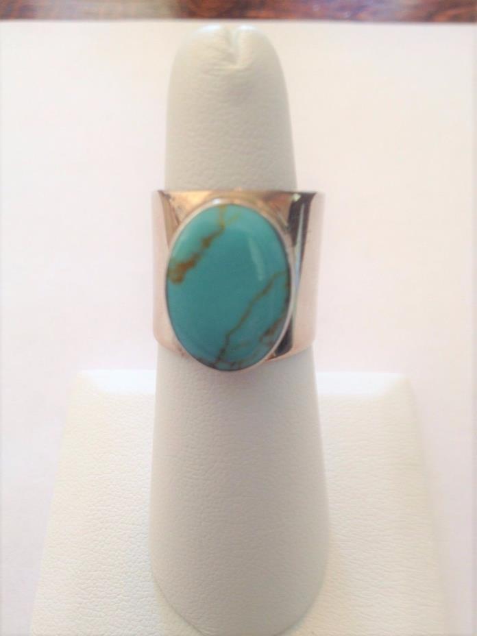 Sterling Silver Oval Turquoise Ring Size 7