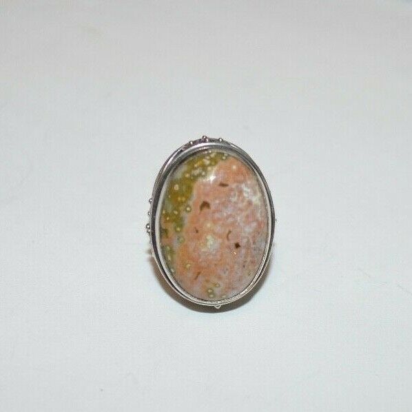 Southwestern Sterling Silver and Large Gemstone Cabochon Ring Size 7