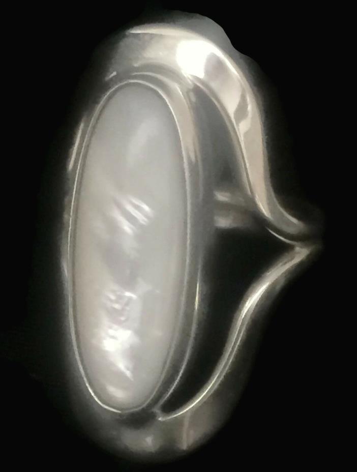 Vintage Long MOP Sterling Silver Southwest Mother of Pearl  Ring Size10 Mexico
