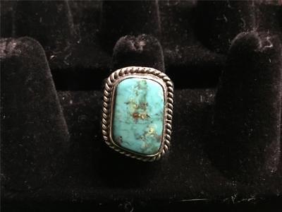 Vintage NATIVE American SOUTHWESTERN Elias STERLING Silver TURQUOSE NAVAJO Ring