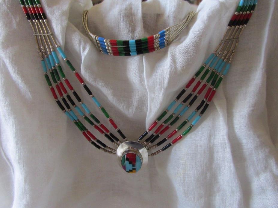 Southwestern ANNIE CHAPO Native American STERLING Set Necklace & Bracelet