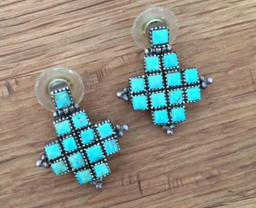 Vintage Cross Turquoise Earrings