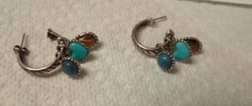 Vintage Dakota West Sterling Hoop Earrings With Charms