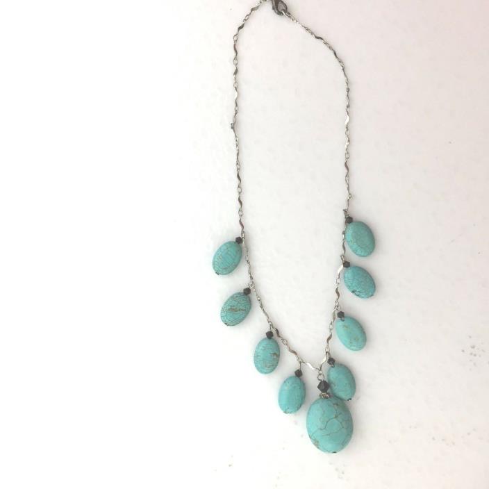 Southwestern Turquoise Color Necklace with Beads 20 Inch Long  Q12T