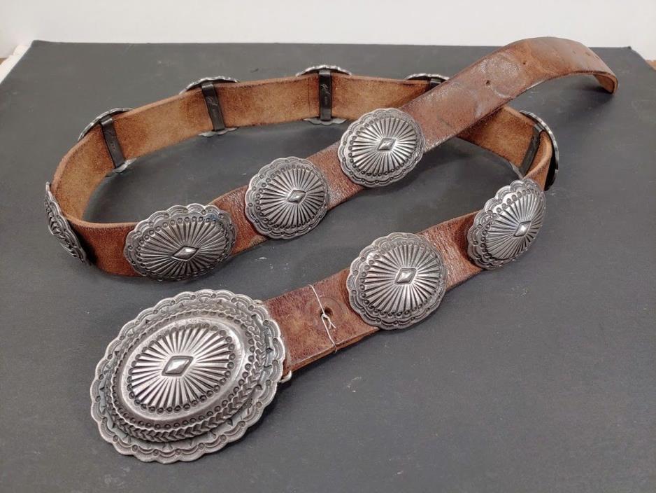 Kenny Bracken signed Sterling Silver CONCHO BELT  11 Conchos