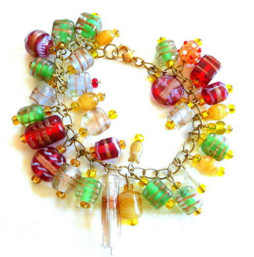 Vintage Murano Art Glass Tutti Frutti Beads BRACELET