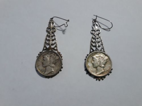 Mercury Dime Earrings, Coin Earrings, Dangle Earrings, Vintage, Coin Jewelry