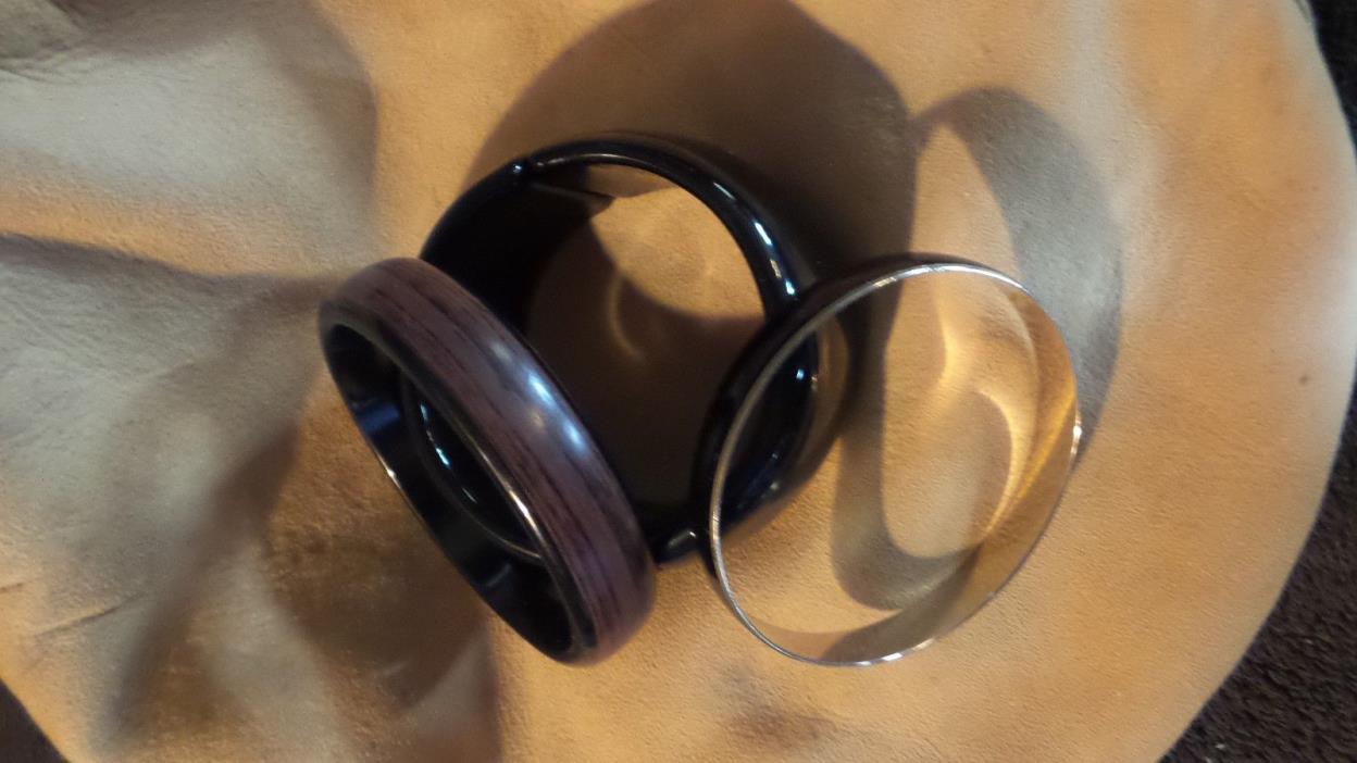 Modern Black Resin Clamp Bracelet with Black Resin Slip On Black on Gold Slip On