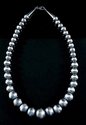 Stunning Navajo Pearl Bead 925 Sterling Silver Southwestern Necklace 21