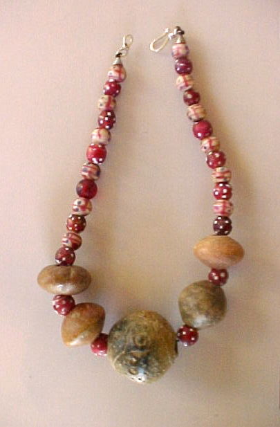 Ethnic Design Necklace/Pre-Columbian, Antique African Trade Beads