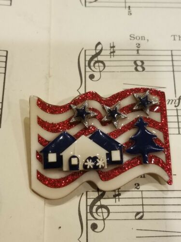 House Pins by Lucinda USA Flag Stars Patriotic Pin Brooch