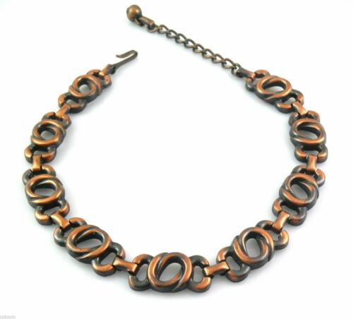 BIG Vintage 1950s Handmade Interlocking Rings Design Copper Link NECKLACE