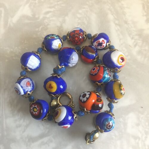 Vintage Italian Venetian millefiori glass bead 8” bracelet