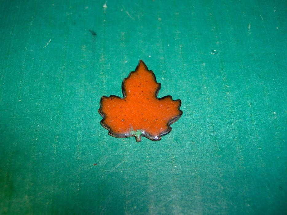 Orange Enameled Copper Canadian Maple Leaf (ready for jewelry) Canada Enamel