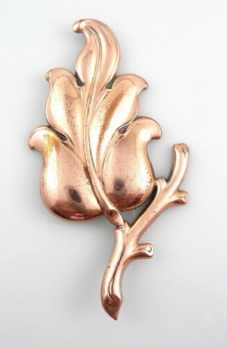 BIG Vintage 1950s RENOIR California Handmade Floral Design Copper Brooch PIN