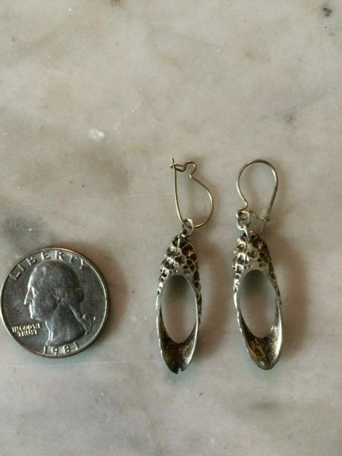 Vtg '60 925 sterling silver modernist minimalist brutalist earrings