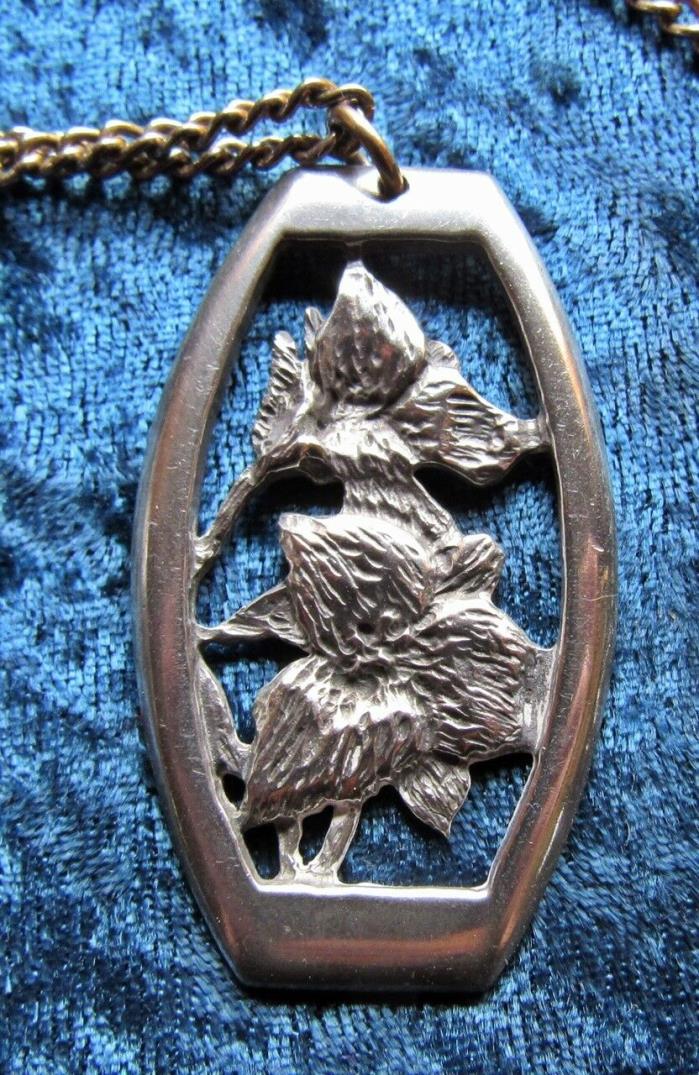 Signed Vintage Trillium  Pewter Pendant From Ontario