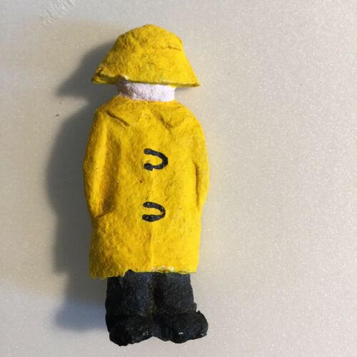 Christopher Robin Handcrafted Ceramic Pin Boy in Yellow Rain Jacket Signed