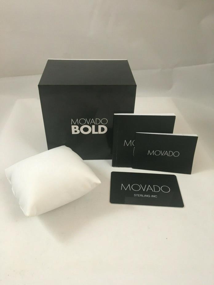Black Movado watch box.Classic w/manuals, watch pillow, warranty card Free ship
