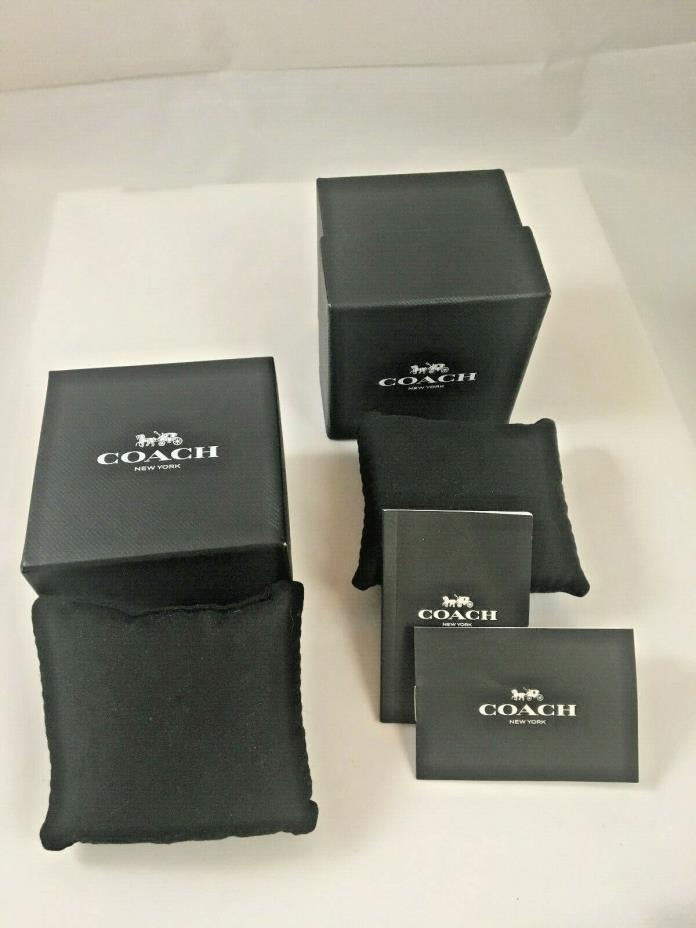 Black Coach watch boxes. Classic style w/manuals, watch pillows  Free shipping