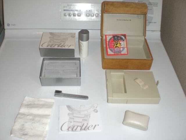 Technomarine Diamond Leather Suede Watch Box & Cartier Cleaning Spray Kit USED