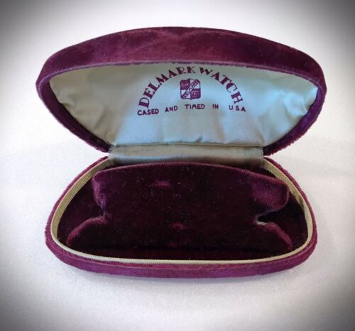 Rare Vintage Delmark Watch Co Velvet Maroon Covered Watch Box - USA