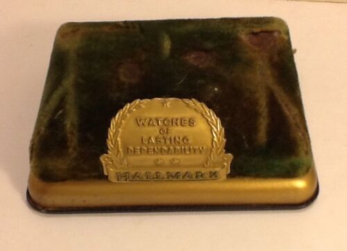 Vintage Hallmark Watch Storage Case Green Jewelry Display Hinged Box  (BOX ONLY)