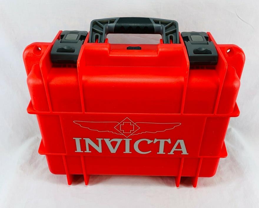 RED INVICTA HARD PLASTIC LARGE 8 SLOT WATCH WATERPROOF STORAGE DIVE CASE