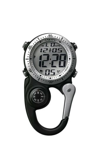 Dakota Watch Company Digi Clip Watch Black Digital Alarm Timer Stopwatch Compass